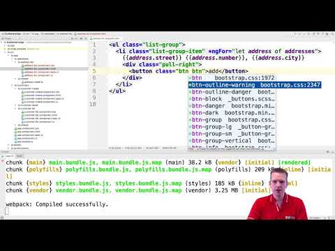 Building a Angular4+ Web App | S4P99 | Wrapping our list into bootstrap and adding some buttons