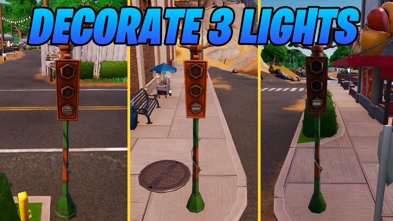 How to EASILY Decorate traffic lights for Winterfest (3) | Fortnite Challenge Guide