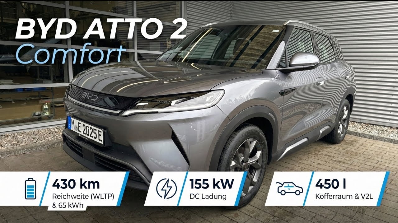 2025 BYD ATTO 2 Comfort: Neuer E-SUV mit 430 km Reichweite & 155 kW DC