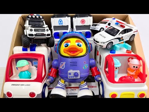 救急車とパトカーを坂道ですべらせ緊急走行テスト！サイレン音とともに一気に走り抜ける★Kids Toy Cars
