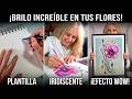 ¡El Efecto Iridiscente que Todo el Mundo Quiere! Flor con Plantilla, Rotuladores y Fondo Acuarela