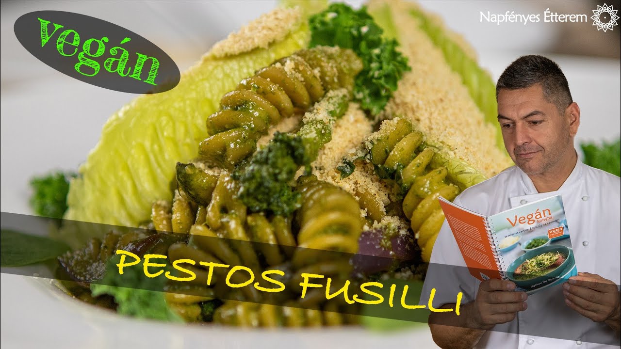 Pestos fusilli kesu"parmezánnal" (vegan)