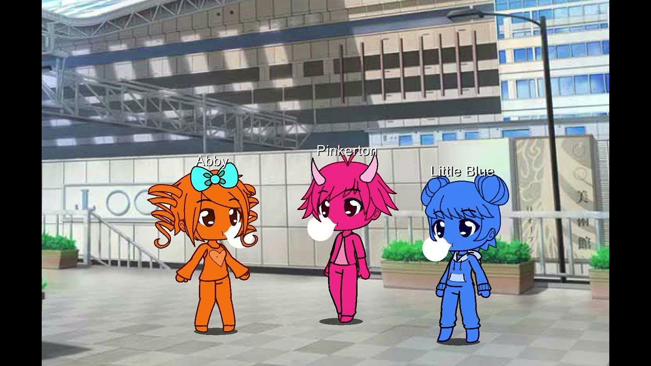 Abby, Pinkerton, and Little Blue blowing their bubblegum!