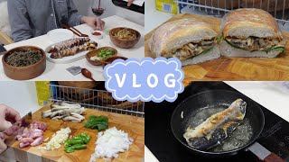 ENG) VLOG | 자취생 브이로그 🐷 통삼겹구이와 들기름막국수, 중국당면 불닭까르보나라🌶 해먹고 버섯샌드위치로 건강함까지 채운 일상