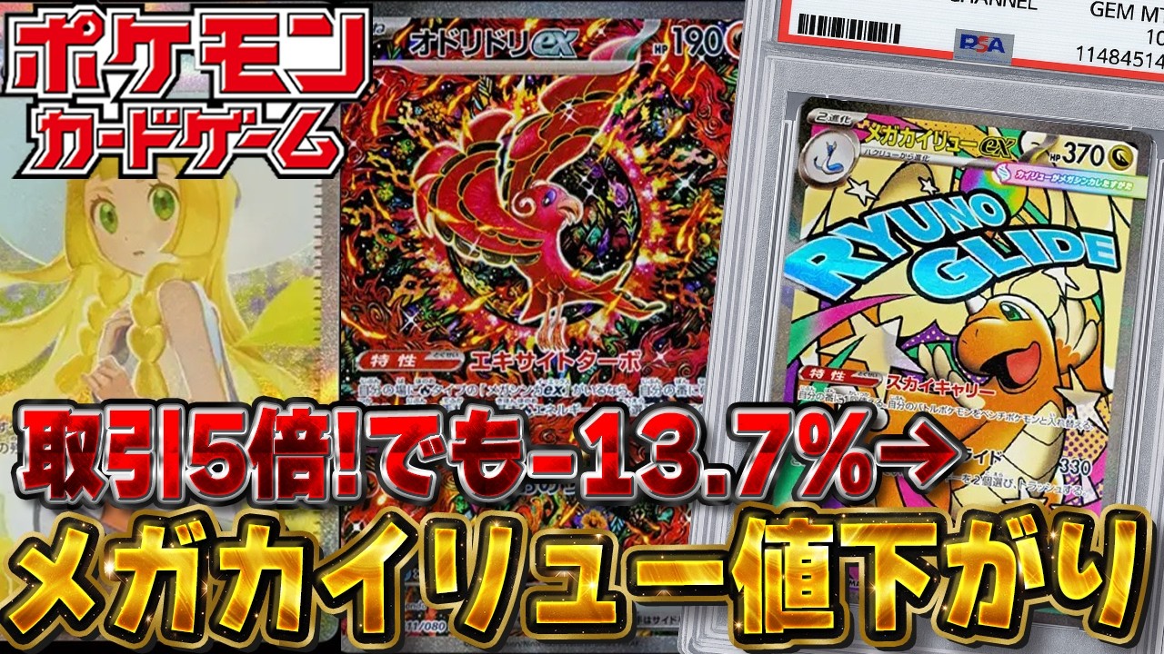 ポケモンカード】メガカイリューexは取引5倍でも-13.7% トドロクツキ