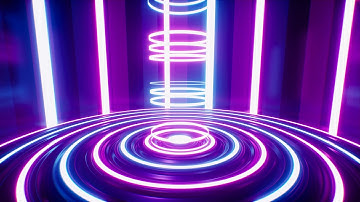 VJ Loop of Circle Neon Lights Stage Background 4K