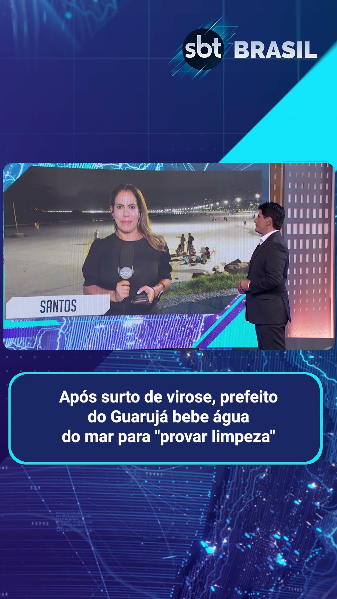 Litoral paulista: prefeito toma água do mar para “provar” limpeza | SBT Brasil (15/01/25)