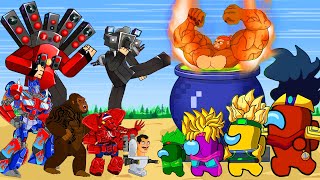 Skibidi toilet zombie universe 21: Fight in Robot's dream - Titan speaker, Optimus, Kong, Among us