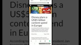 Disney Plans To Spend 5 Billion On Movies And Tv Shows On Europe.
