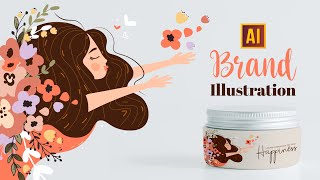 CREATE A BRAND ILLUSTRATION WITH GIRL AND FLOWERS. TREND 2024 | TUTORIAL IN ADOBE ILLUSTRATOR