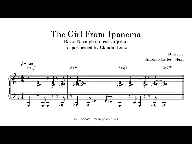 The Girl From Ipanema - Bossa Nova piano - Sheet music