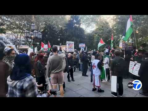 Pro-Palestinian protesters march to Oct. 7 vigil at Union Square