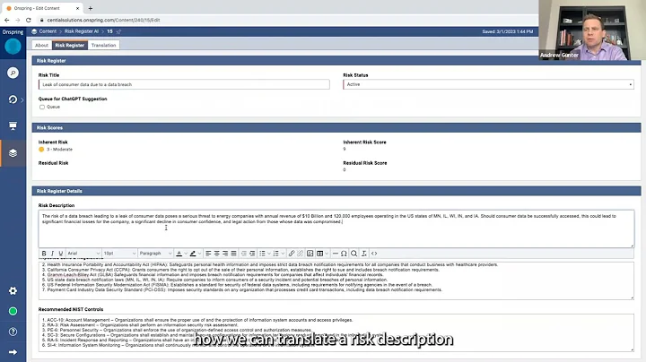 AI + GRC In Onspring: Translate Risk Descriptions [DEMO VIDEO]