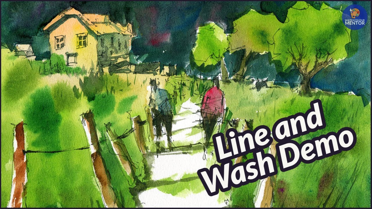 Line and Wash Tutorial: Cottage Landscape (Live Workshop #2) - YouTube