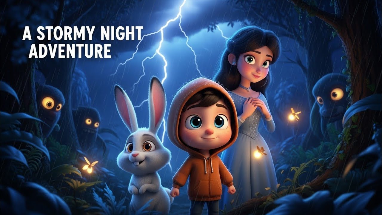 Princess, Boy & Clever Rabbit | Hindi | Stormy Night Forest Adventure 