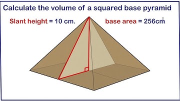 Volume of a pyramid given the slant height and base area.