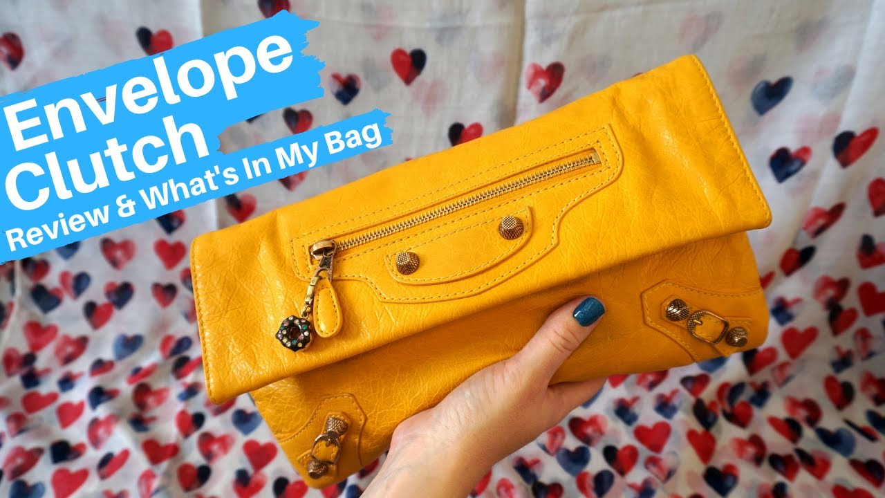 Balenciaga Envelope Clutch In Yellow ~ Review & What Fits Inside - YouTube