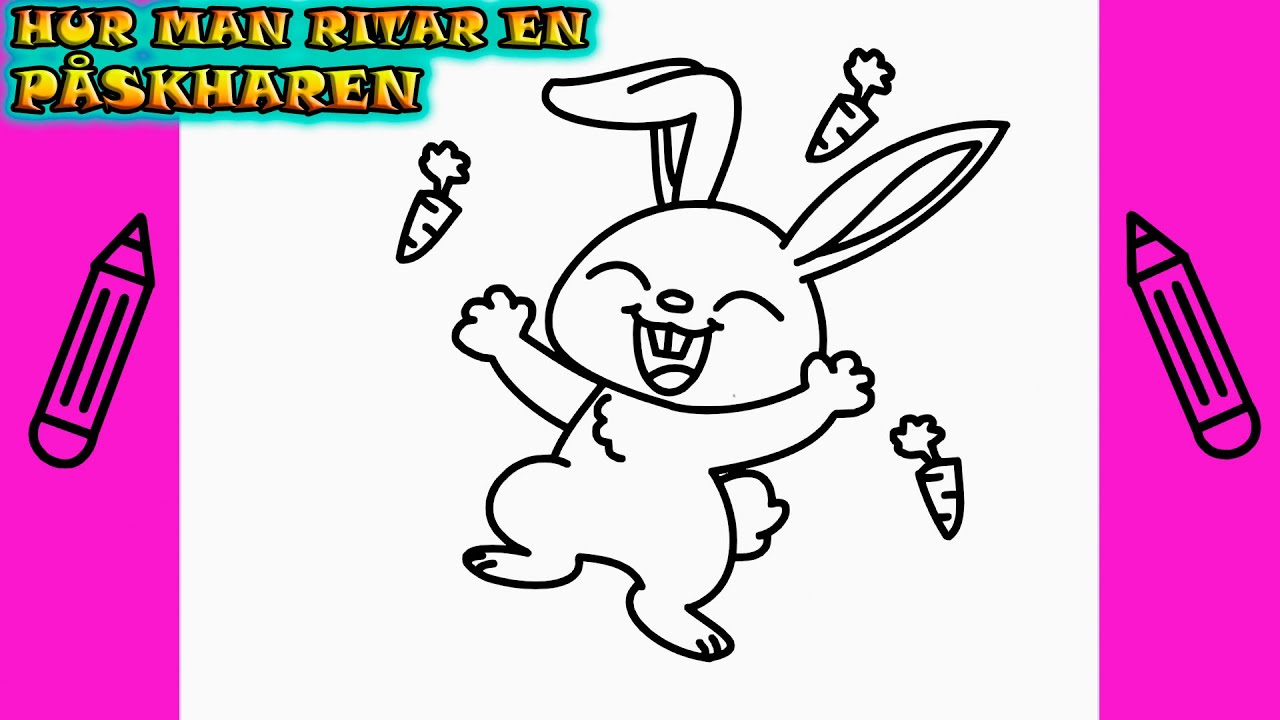 PÅSK | Hur man ritar EN PÅSKHARE | Rita Det Själv | Lär dig att rita ...