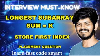 Longest Subarray with Given Sum | Prefix Sum + HashMap | Python DSA for Placements