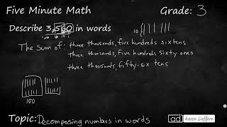 3rd Grade Math Decomposing Numbers in Words