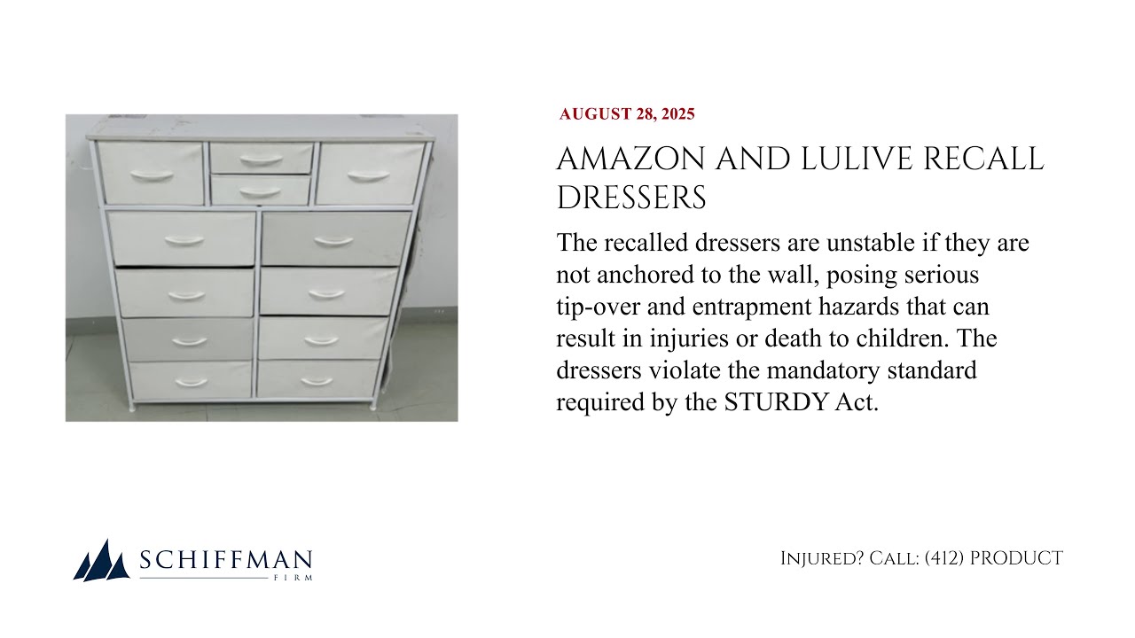 Amazon and Lulive Recall Dressers