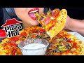 ASMR EATING CHEESY STUFFED CRUST PIZZA HUT MUKBANG 먹방 Eating Sounds (NO TALKING)