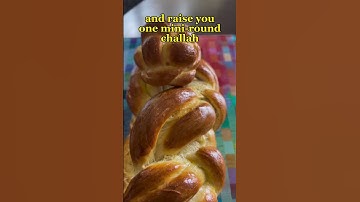Thumbnail of Shabbat shalom. One traditional challah hanging w their lil mini round challah.