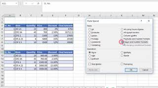 Paste Special   Values andNumber Formats