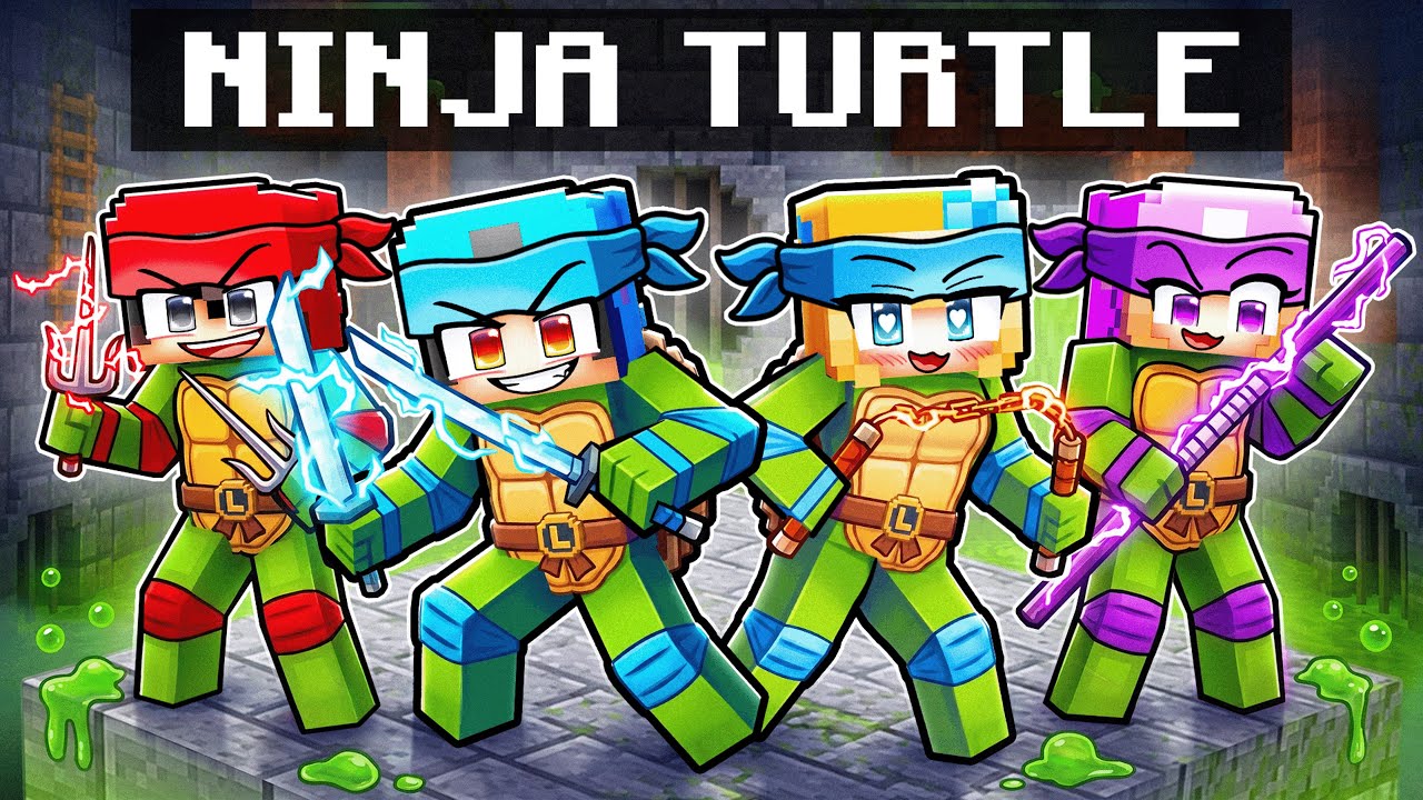 Having a NINJA TURTLE Family in Minecraft!