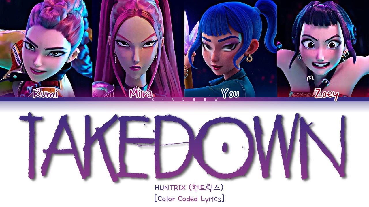  karaoke huntrix takedown 4 members color coded lyrics