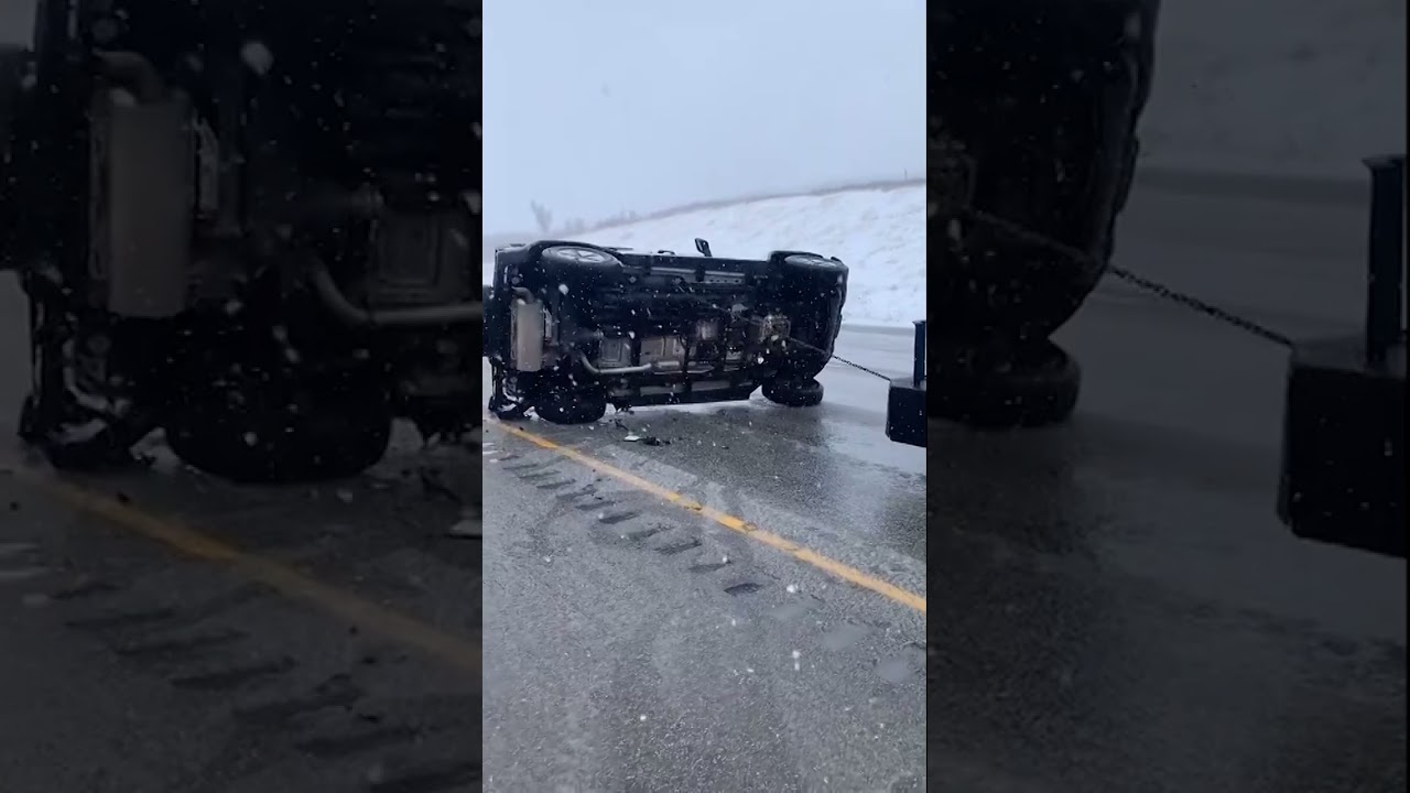 Jeep flips on Utah highway during snow and icy conditions in Parleys Canyon