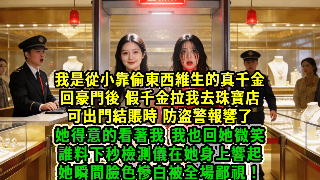 我是從小靠偷東西維生的真千金，被接回豪門後，假千金拉我去珠寶店，可出門結賬時，防盜警報響了，她得意的看著我，我也回她微笑，誰料下秒檢測儀在她身上響起，她瞬間臉色慘白被全場鄙視！#風起雲湧 #爽文