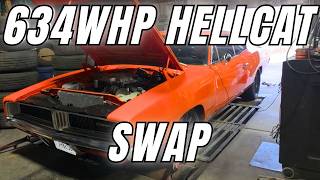 1969 Dodge Charger Hellcat Swap Dyno Tune! 634WHP Manual Trans Baseline Pull Before Huge Cam Upgrade