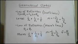 Lecture on Chapters 25 and 26 of Cutnell and Johnson Physics, Geometrical Optics, Part 3