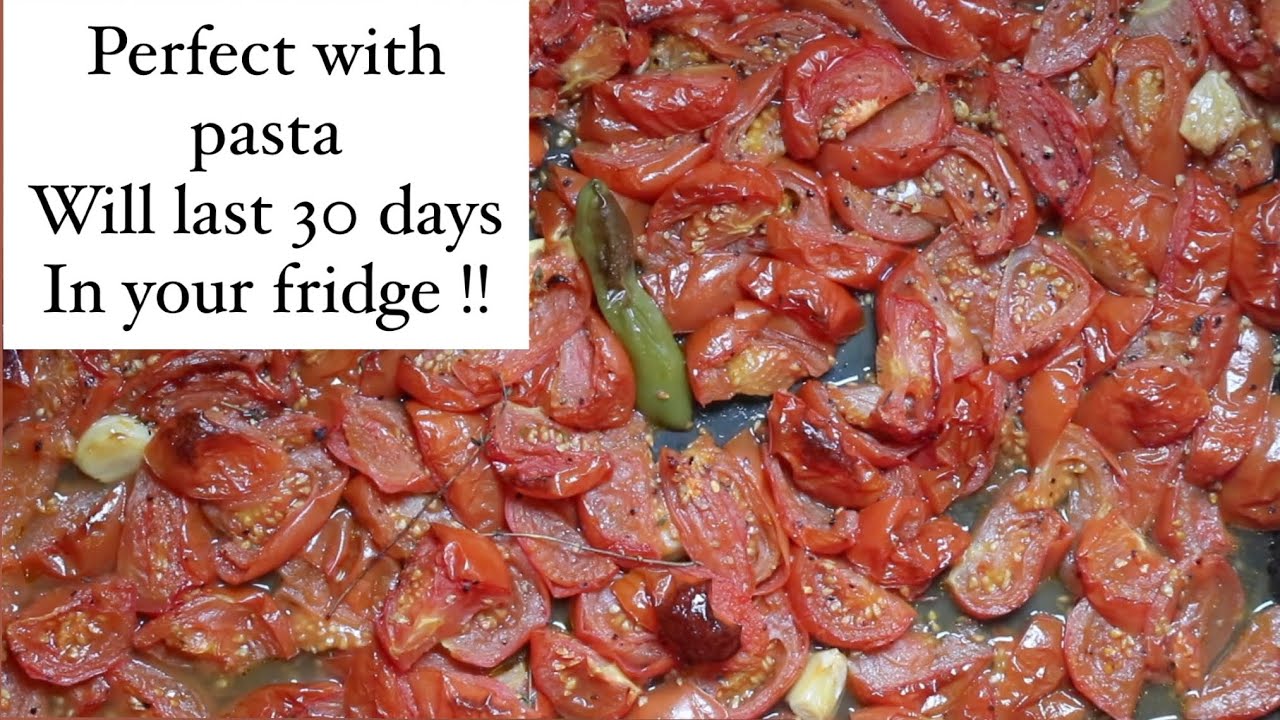 The best Roasted tomatoes recipe with chilli and garlic | perfect for pasta or pizza base sauce