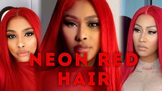 koste Virkelig Piping Nicki Minaj Inspired Neon Red Hair| Revamping Old Wigs Part 1 - YouTube