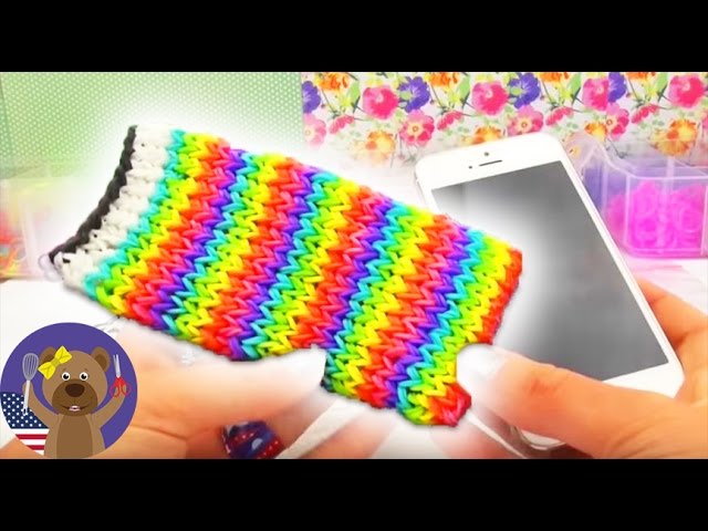 Rainbow loom iphone case english tutorial - how to make a loom bands phone  case 