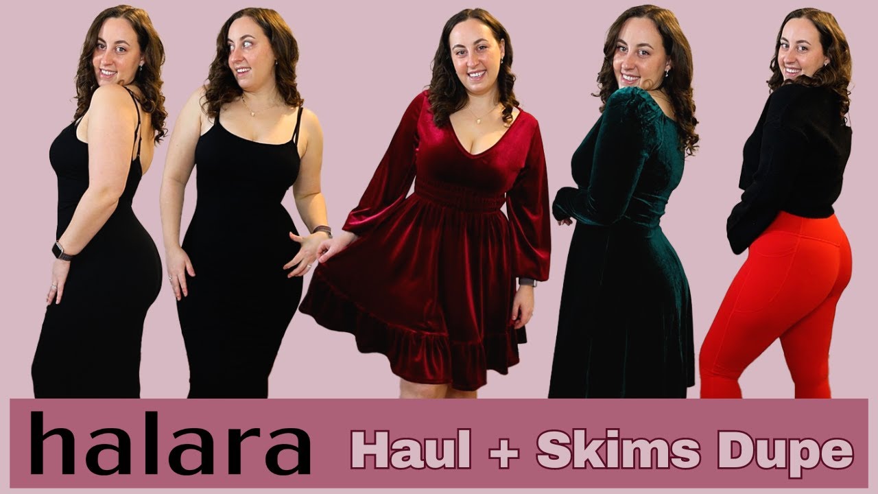 Halara Haul  Skims Dress Dupe, Velvet Dresses, and Comfortable Dress Pants  