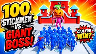 100 Stickmen vs Giant Pumpkin Boss! Epic Castle Battle #games  #stickmanbattle #gameplay #stickman screenshot 4