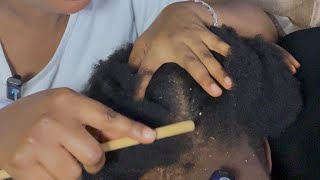 ASMR 💫Scalp Scratching on cornrows, Hand Picking Hair Crust, Head Massage and Hair Pulling.