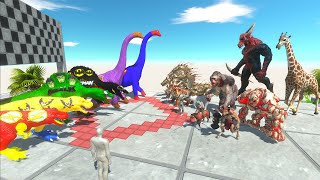 Fps Avatar vs 2 Spinosaurus vs 2 T-rex vs 2 Brachiosaurus Champions Speed Race Battle Simulator screenshot 2