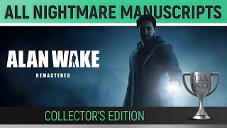 Celebrity Alan Wake Remastered - All Nightmare Manuscript Page Collectibles 🏆 Collector's Edition Trophy Guide Wealth