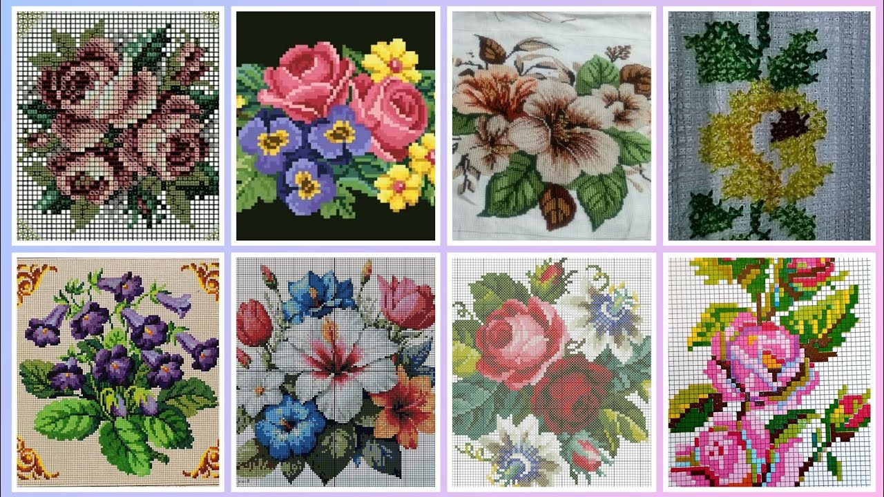Top 100+ Amazing and Elegant Floral Cross stitch patterns || Charsuti Kerhai Ideas For Everything||