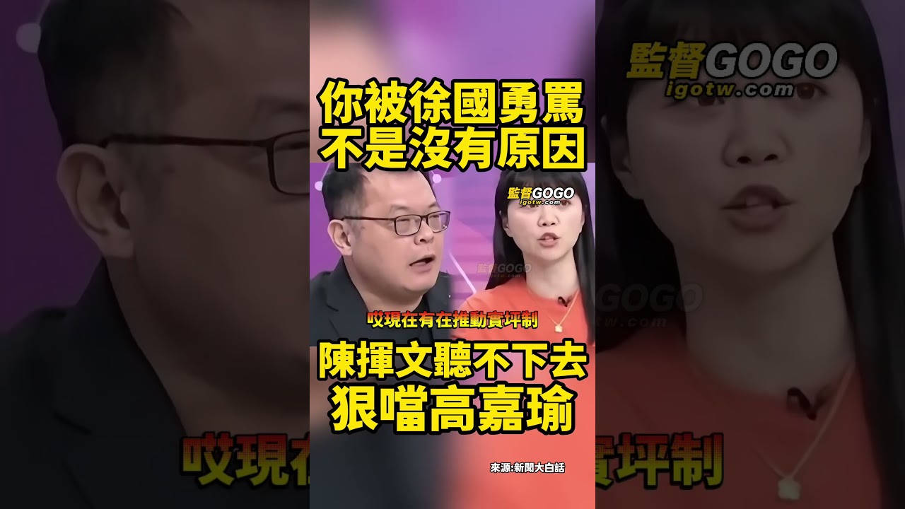 哈哈🤣🤣，歡喜冤家再開吵，陳揮文當場狠噹高嘉瑜：你被徐國勇罵，不是沒有原因吶 #陳揮文 #高嘉瑜 #徐國勇 #公設【監督GOGO】