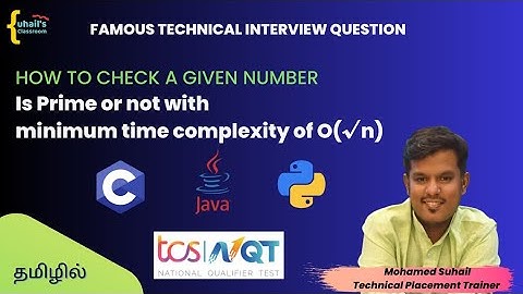 #27 Interview Problem - Prime Number Check Program with Time Complexity | TCS NQT