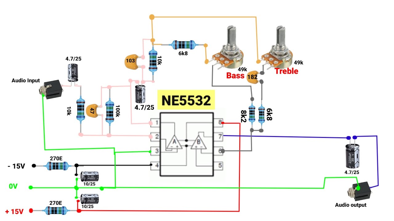 NE5532 op AMP Bass,Trable Control Circuit ⚡ Audio Low & High Frequency ...