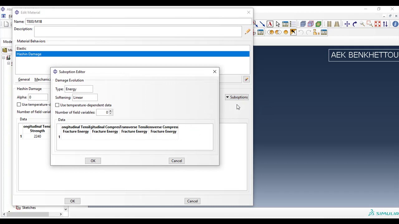 how to define Hashin’s failure of composite materials in abaqus