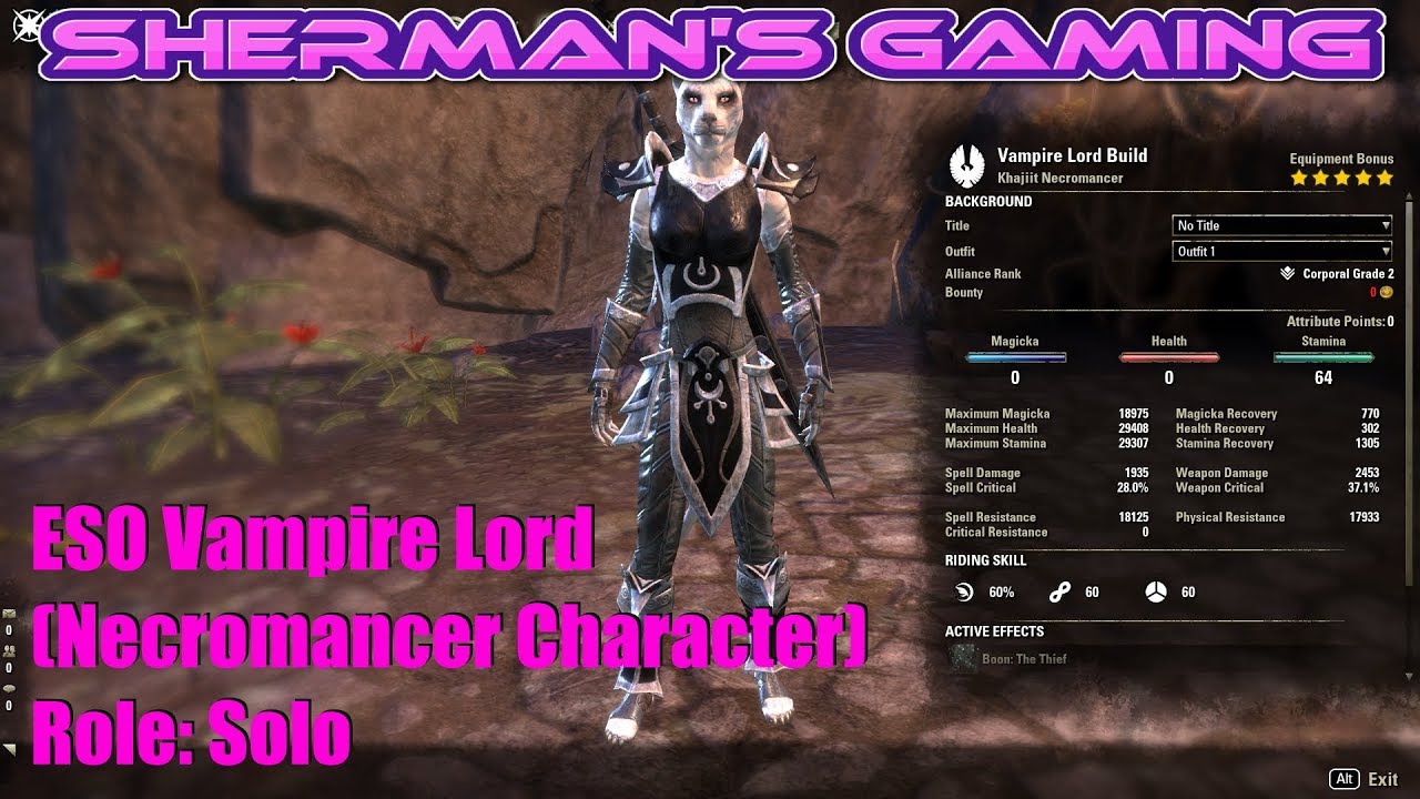 ESO Vampire Lord (Necromancer Character) Role Solo YouTube