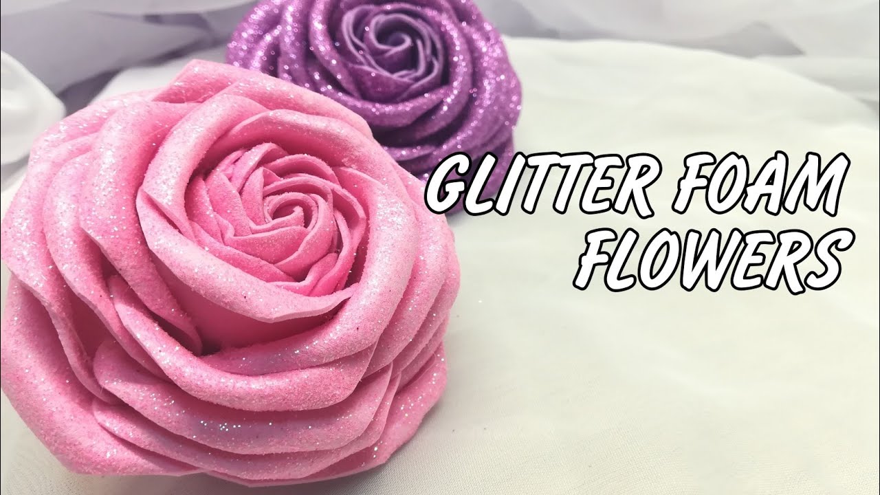DIY Foam flowers making - diy glitter foam sheet craft ideas - how to make  small rose - eva foam 