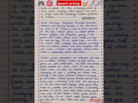 Speech writing format l speech writing l indoor games vs outdoor games l speech writing class 11